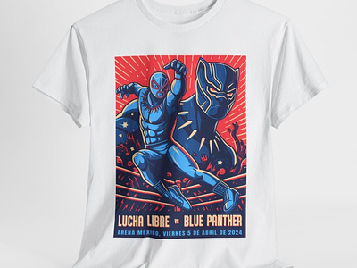 Lucha Libre vs. Blue Panther apparel blue panther design graphic design illustration lucha libre shirt wrestling