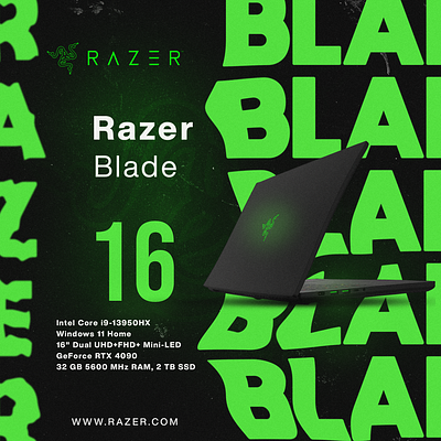 Razer Blade 16 branding graphic design poster posterdesign razer