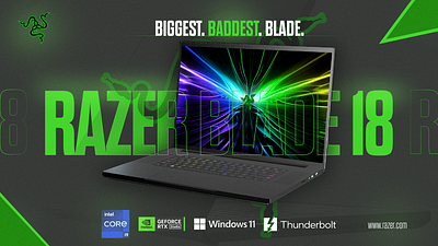 Razer Blade 18 Poster 3d animation graphic design laptop laptopposter poster posterdesign razer