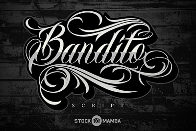 Bandito Script Font calligraphy font chicano style flourish flourish font font futuristic font multilingual font script script font tattoo font urban