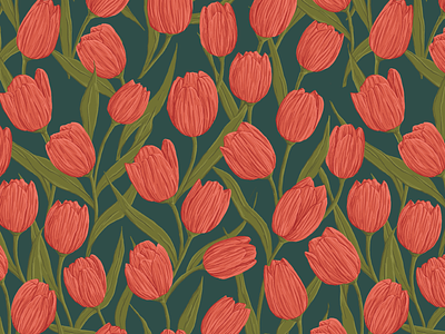 Tulip Season art licensing design drawing floral floral design floral pattern graphic design illustration illustrator pattern pattern design repeating pattern spring springtime surface pattern surface pattern design tulips