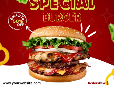 Social Media Post Design adobe photoshop burger poster burger social media post canva colorful poster freelancer graphic design illustration offer burger poster poster design social media post