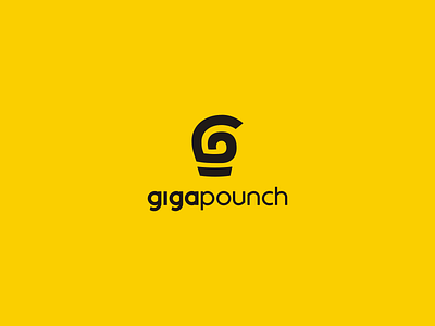 Gigapounch logo design black yellow box design fight fist hand hit logo logo design minimal minimalist motivation never give up pounch power simple symbol