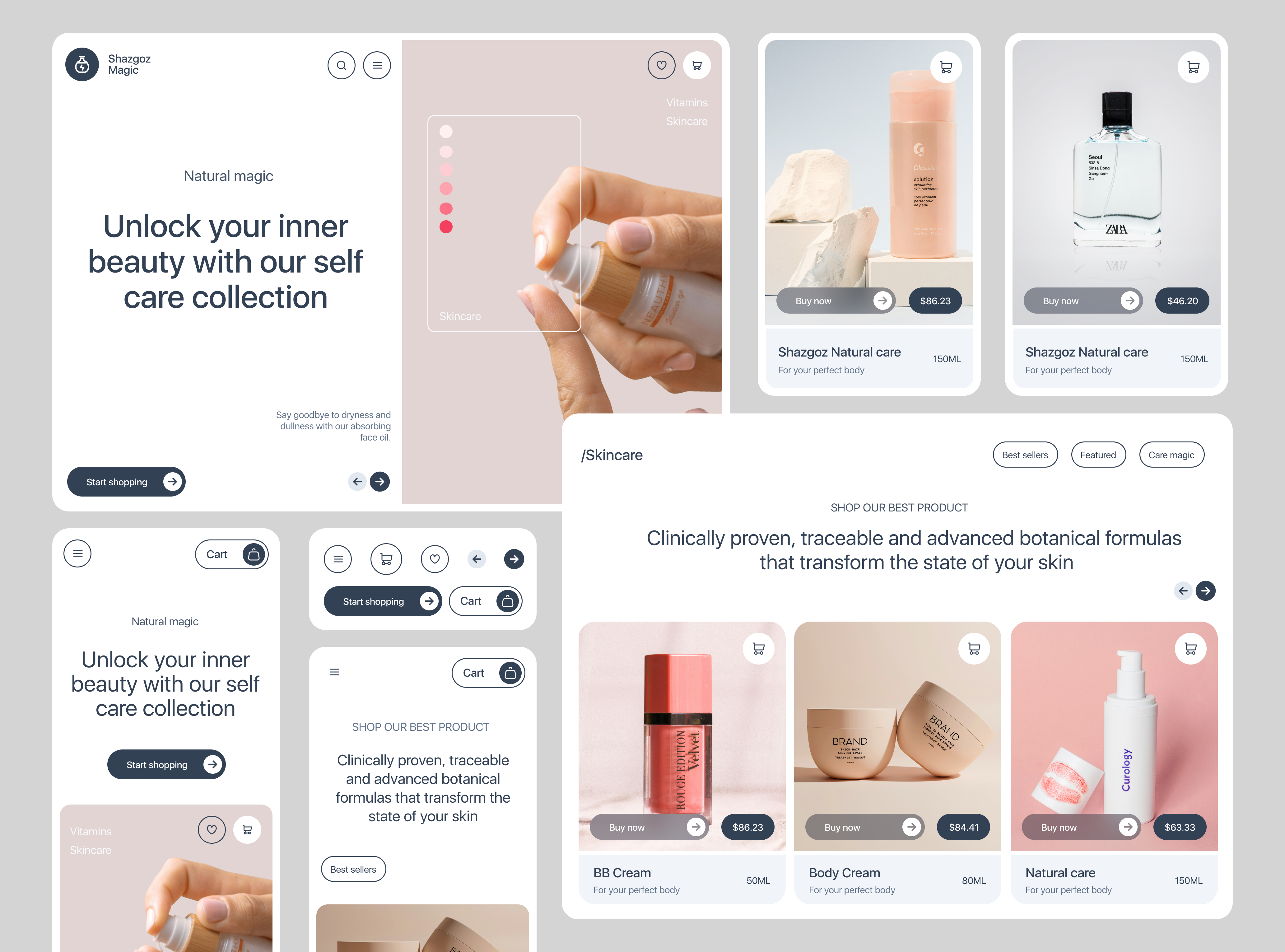 Skin Care UI android app branding design graphic design illustration ios landingpage minimal product simple skincare ui ux vector web web design