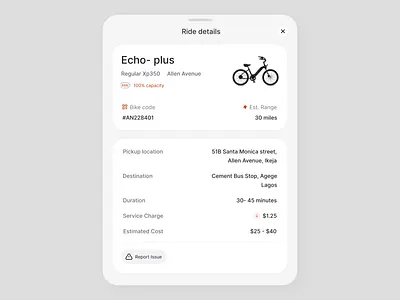 Day 1 - Bike Rental App Component. app application design biking components ios minimal mobile renting riding ui uiux