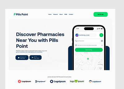 pharmarcy app landing page (pillspoint) applandingpage dailyui design pharmacy product design ui uidesign uiux user experience ux uxmagic