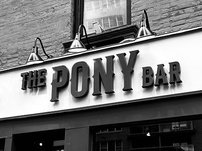 Bar Signage - The Pony Bar bar branding bar logo bar sign bar signage brand design brewery brewery branding cocktail bar exterior sign exterior signage graphic design modern western pub sign sign design signage western western type
