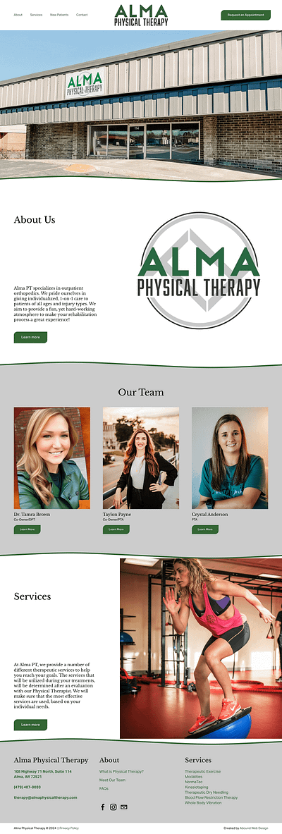 Alma Physical Therapy css javascript physical therapy website squarespace web design web development websites