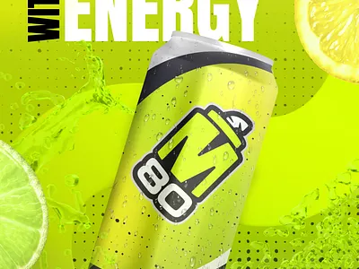 M80 Energy Drink advertising design energy energy drink esports gaming graphic design poster vibrant