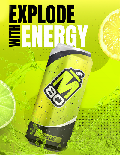 M80 Energy Drink advertising design energy energy drink esports gaming graphic design poster vibrant