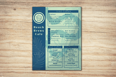 Beach Brews Cafe Menu graphic design
