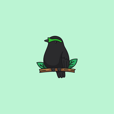 Velvet Asity bird cartoon cute design funny illustration logo velvet asity bird