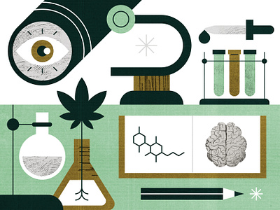 Non-Psychoactive Phytocannabinoid Research cannabis illustration lab laboratory research study
