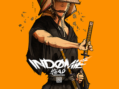 Indomie Head anime character design concept art cover art digital art ghost of tsushima graphic design illustration indomie indomie head indonesia madz4en manga ninja ronin samurai samurai indomie sekiro shinobi sword