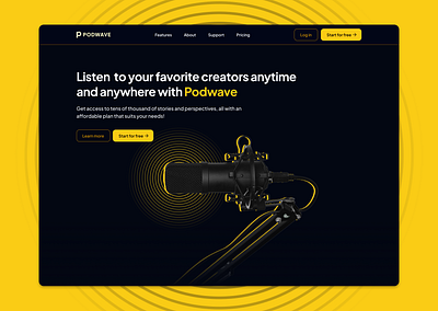 Podwave: A podcast subscription service branding figma ui ux website