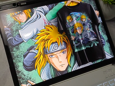 NAMIKAZE MINATO''S anime anime art apparel branding clothing clothing brand comic fanart illustration manga merchendise merchendise design minato minato namikaze naruto naruto shippuden nft nft artist nft creator tshirt design