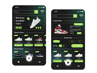 Shoe Review App - EKIN - Project app application graphic design green illustration ios iphone iphone app minimalist mobile modern product design shoe shoe app tech ui ui design ui ux ux vector