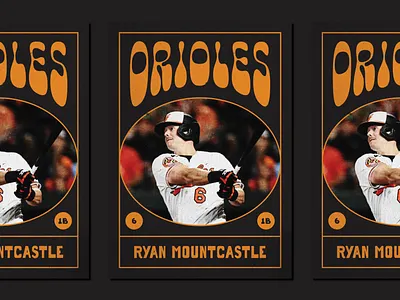 Mountcastle Card baltimore baseball baseball card branding card design funky graphic design illustration logo mlb retro vintage