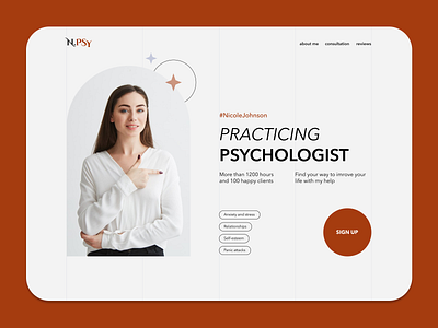 Webdesign Psychologist site Hero page branding graphic design hero landing page psychologist typography ui webdesign