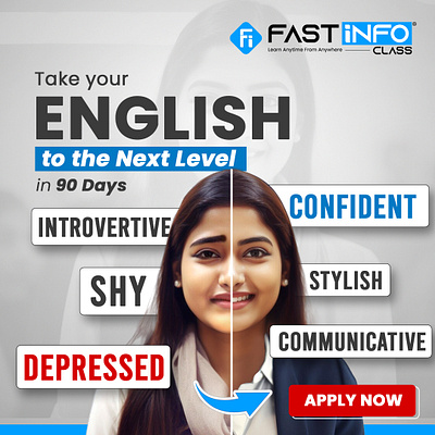 Confident boosting by taking English Speaking advertising branding confident speaking creative design english speaking graphic design social media typography ui