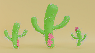 Low Poly 3D Model 22: Cartoon Cactus 3d animation app branding design graphic design illustration logo motion graphics typography ui ux vector