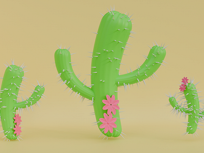 Low Poly 3D Model 22: Cartoon Cactus 3d animation app branding design graphic design illustration logo motion graphics typography ui ux vector