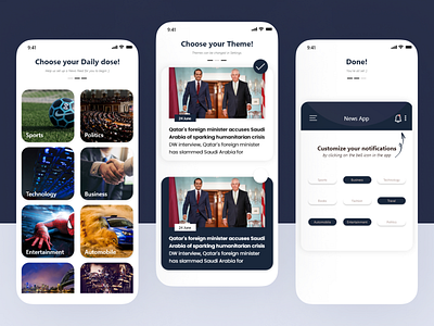 News App - Onboarding app dark light minimal news onboarding theme