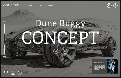 Dune buggy Concept Car buggy car concept conceptcar design figma graphic design landing page ui uiux webpage