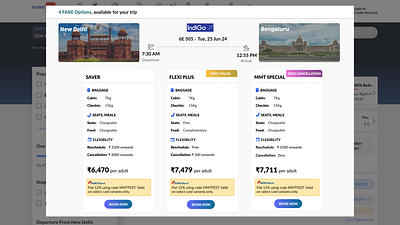 MMT Flight Fare Comparison concept design desktop fare figma flight indigo makemytrip ui ux web