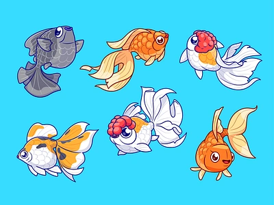 Koki Fish Collection🐟 animals aquarium cute fish fishbowl gold fish icon illustration koi koki fish logo nature ocean pet sea swimming water