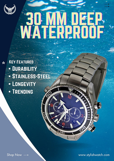 Stainless-Steel Waterproof Watch ad design stainless steel watch