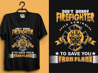 Fire Fighter T-Shirt Design | USA T-shirt Design | Tee america branding clean cloth creative danger department design element emergency exclusive fashion fire fire fighter fireman flame illustration modern t shirt vintage