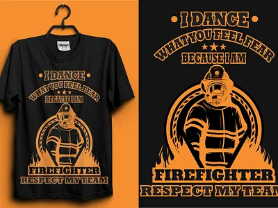 Fire Fighter T-Shirt Design | USA T-shirt Design | Tee america branding clean cloth creative danger department design element emergency exclusive fashion fire firefighter fireman flame illustration modern t shirt vintage