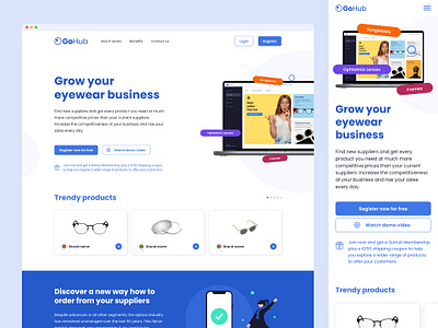 Landing Page - GoHub b2b design figma frames herosection landing page lenses marketplace mobile optical ui uidesign web