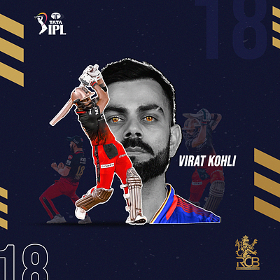 Poster Design for RCB | Virat Kohli | 18 cricket graphic design photoshop poster design