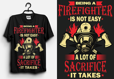 Fire Fighter T-Shirt Design | USA T-shirt Design | Tee america blood branding clean cloth color creative dapartment design emergency fire firefighter fireman flame illustration modern t shirt tee