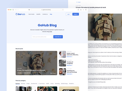 Blog and detail page - GoHub articles blog clean design detail page figma landing page news tabs tags ui ux