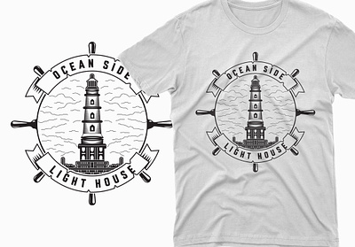 T-Shirt Design illustration light house minimalist t shirt design ocean sea t shirt t shirt design t shirt design typography tshirt design typography vector art