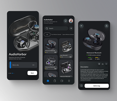 AudioHarbor - Ecommerce mobile app store app design design ecommerce ecommerce store interface mobile app design mobileapp product design ui ui design uiux uiux design ux ux design