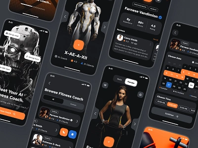 sandow UI Kit: AI Fitness App | AI Fitness Coach Companion UIUX ai fitness coach ai fitness companion bold coach app dark mode figma ui kit fitness fitness app fitness booking fitness coach fitness trainer fitness ui gym app health app healthcare minimal orange ui kit workout workout app