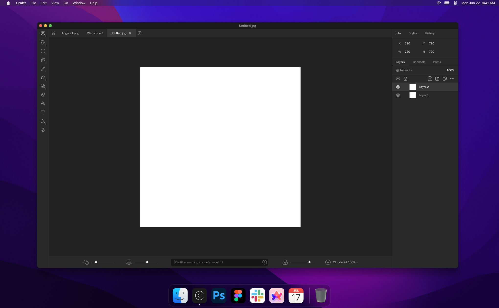 Gimp is now Crafft - Open source design tool branding reimagined ai branding concept crafft design generative gimp interface logo ui ux