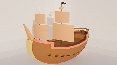 Low Poly 3D Model 23: Pirate Ship 3d animation app branding design graphic design illustration logo motion graphics typography ui ux vector