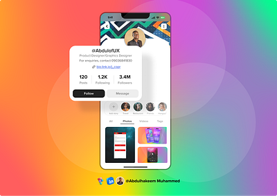Social Media Mobile App UI design Concept - Profile Page Design app app design design mobile app design profile page profile page ui design profile ui design social media app ui uiux design