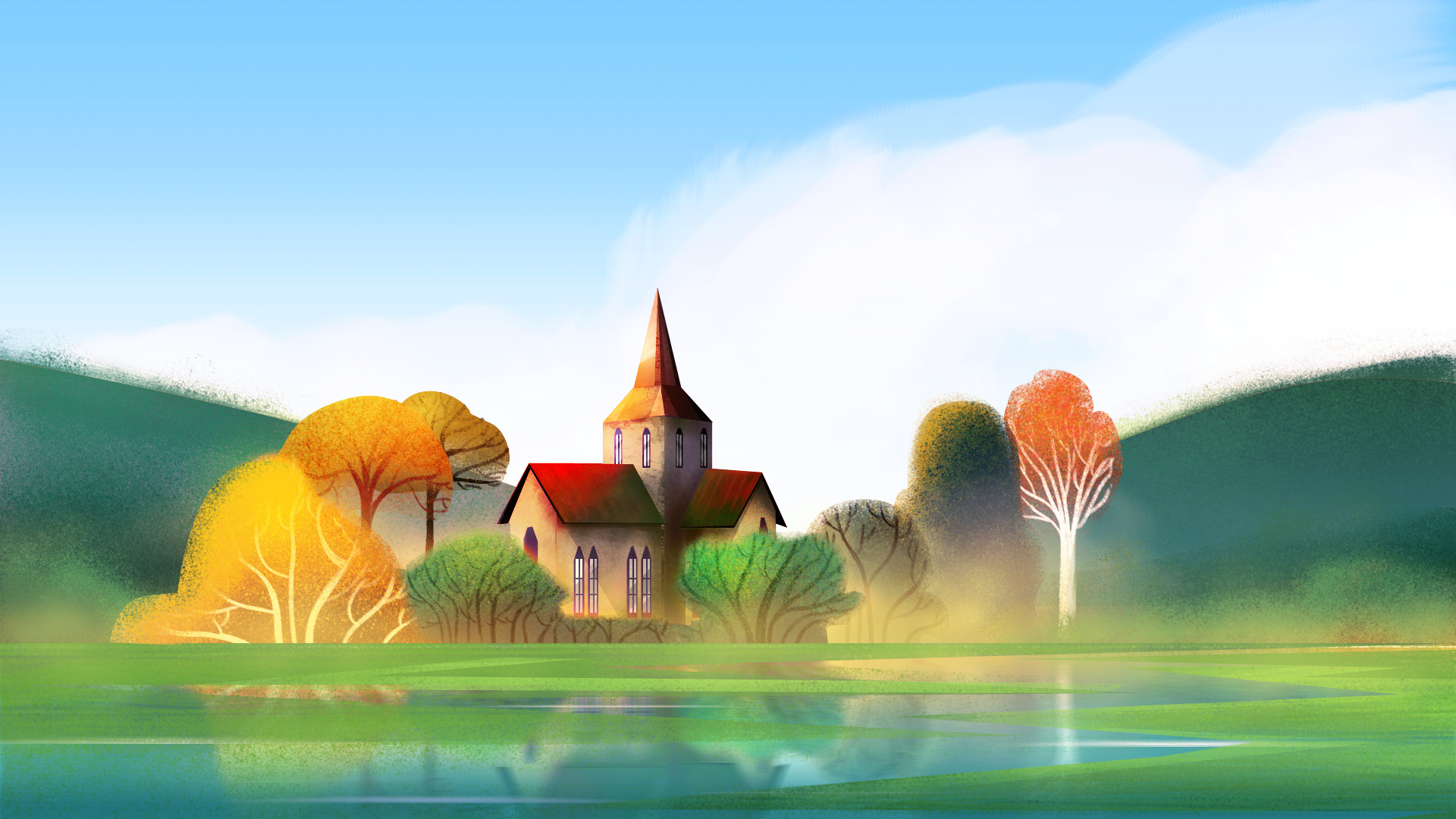 Sanctuary's Silence animation art branding church design digital art environment explainer video illustration illustrator motion graphics old building vector wacom website illustrator