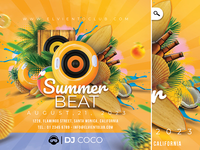 Summer Party Flyer beat club event exotic flyer holidays night party print theme