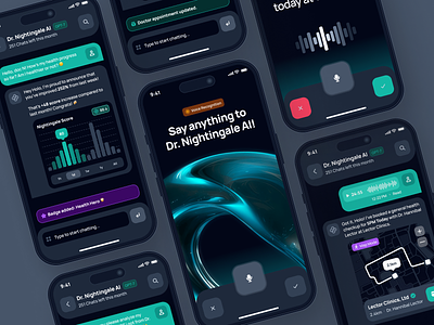 nightingale UI Kit: AI Medical & E-Pharmacy App | Doctor Chatbot ai doctor companion ai healthcare app ai wellness chatbot chat ui chatbot ui clean dark mode doctor app figma ui kit green healhcare ui health healthcare healthcare app medical medical app minimal pharmacy app ui kit wellness app