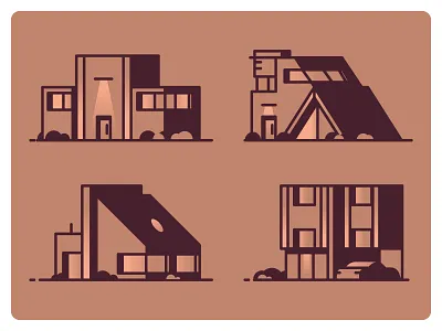 House Icons cabin car design graphic design home houses icon illustration line mansion minimal retro simple ui vacation house villa