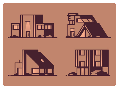 House Icons cabin car design graphic design home houses icon illustration line mansion minimal retro simple ui vacation house villa