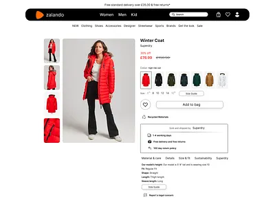 Zalando Redesign · Cloth section branding cloth section cloth web design redesigned ui web design zalando zalando redesign zalando.com