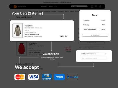 Zalando Redesign · Bag section bag section in cloth website branding item section redesign ui zalando zalando redesign zalando.com